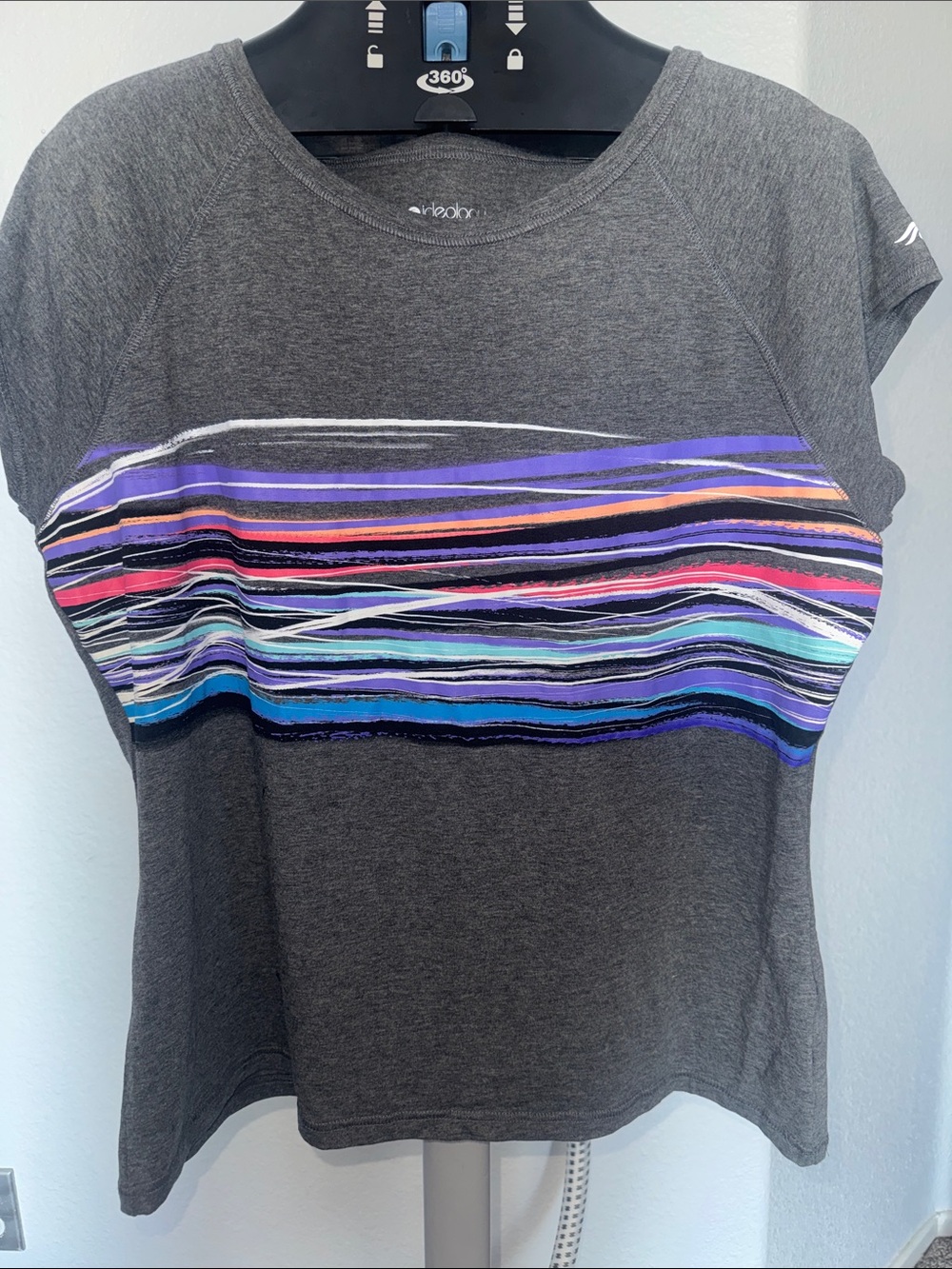 Ideology Gray Short-Sleeve Tee with Multicolor Stripes